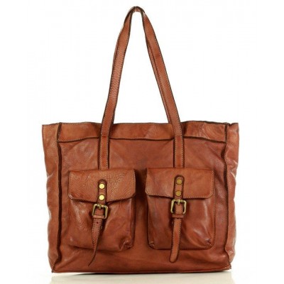 513■ Hadnmade Unisex Tote Bag Shopper Ledertasche für Damen und Herren im Vintage Safari Still